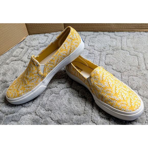 Keds Floral Double Decker Sneakers WOMENS SIZE 9.5 Yellow Slip On Shoes WF65058 - Picture 2 of 9
